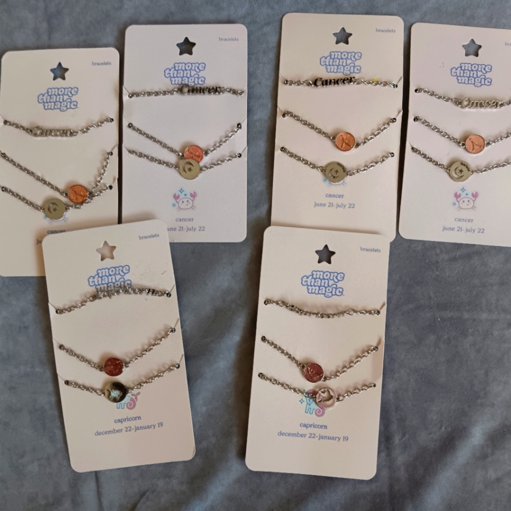 More Than Magic Zodiac Bracelet Set Cancer Capricorn Silver Tone 6pk NWT